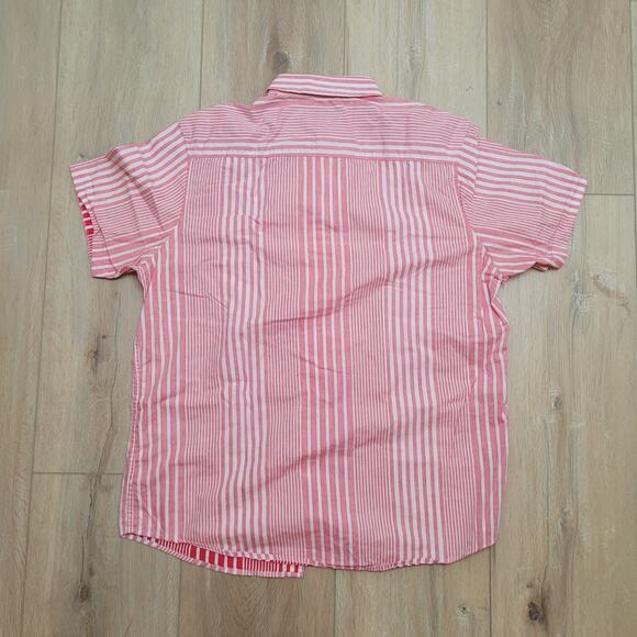 INC Shirt Mens XL (Tag L Relaxed) Pink Stripe Button Up Contrast Pocket Preppy - Picture 4 of 5